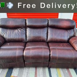 Europe Crafted Genuine Leather 3 Seater Recliner - Brown