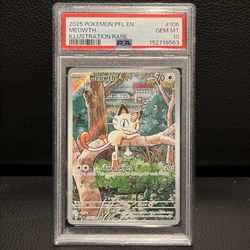 2025 POKEMON PFL EN-PHANTASMAL FLAMES ILLUSTRATION RARE #106 MEOWTH PSA 10