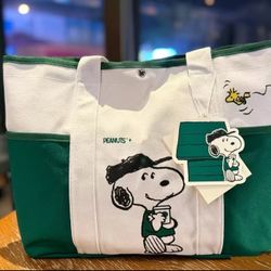Snoopy-style tote bag, large capacity canvas shoulder bag
