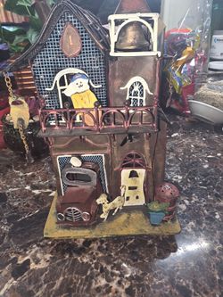 Vintage 2002 Wong's Metal Fire Station Tealight Holder – 11" Tall