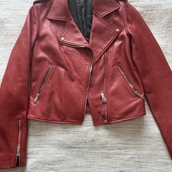 Red Leather Moto Jacket 