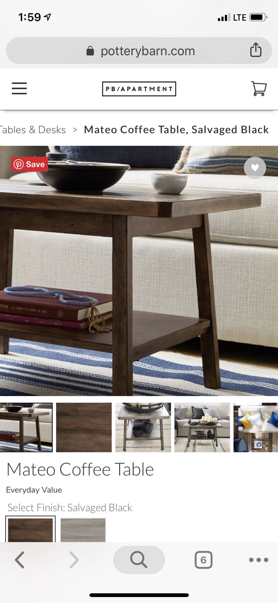 Pottery barn 2024 mateo coffee table