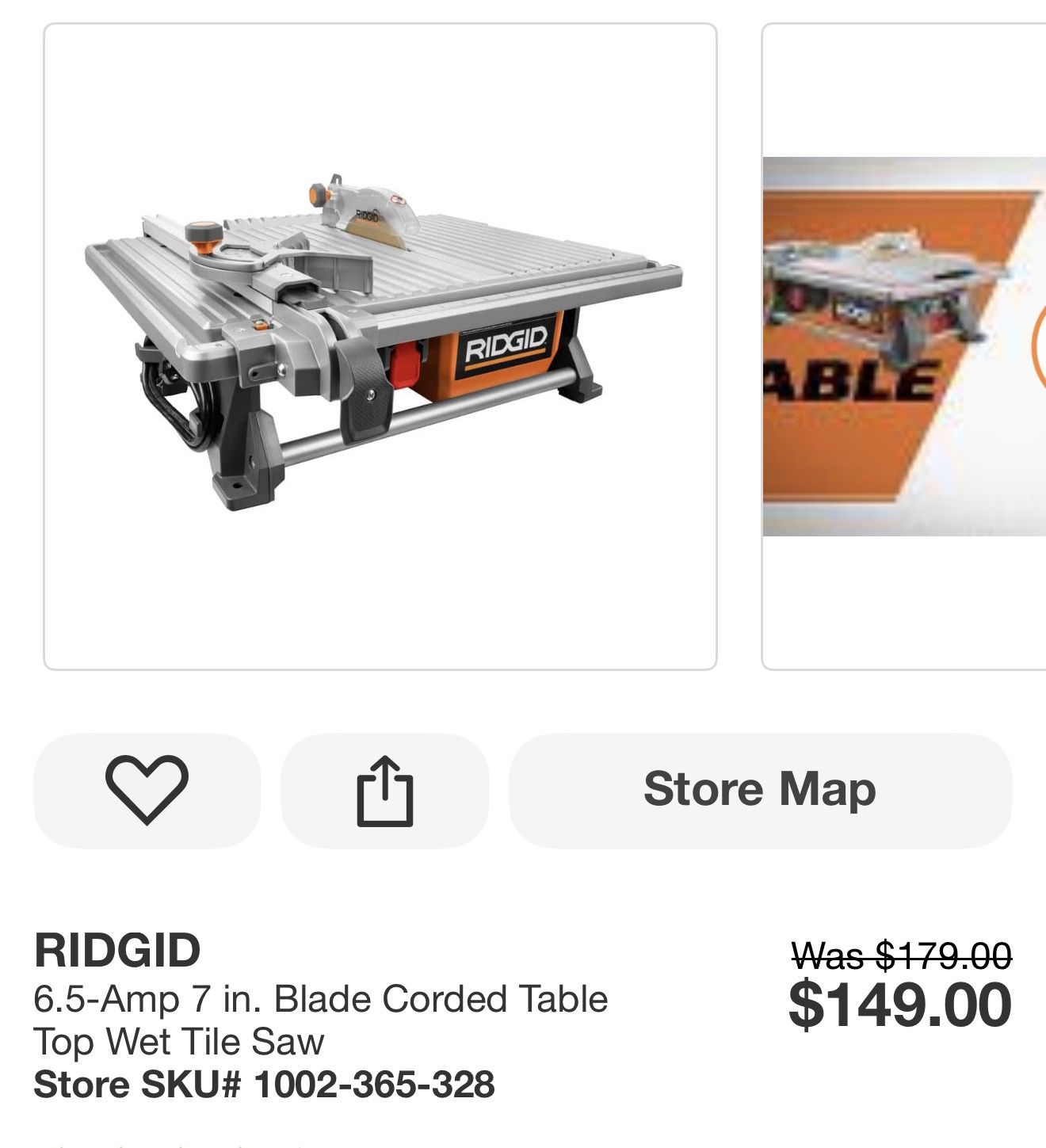 RIDGID 6.5-Amp 7 in. Blade Corded Table Top Wet Tile Saw