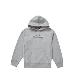 SUPREME KAWS CHALK LOGO HOODED SWEATHSHIRT HEATHER GREY SIZE XXL