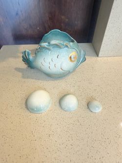 Mid-century fish planter with Bubbles home decor 1959