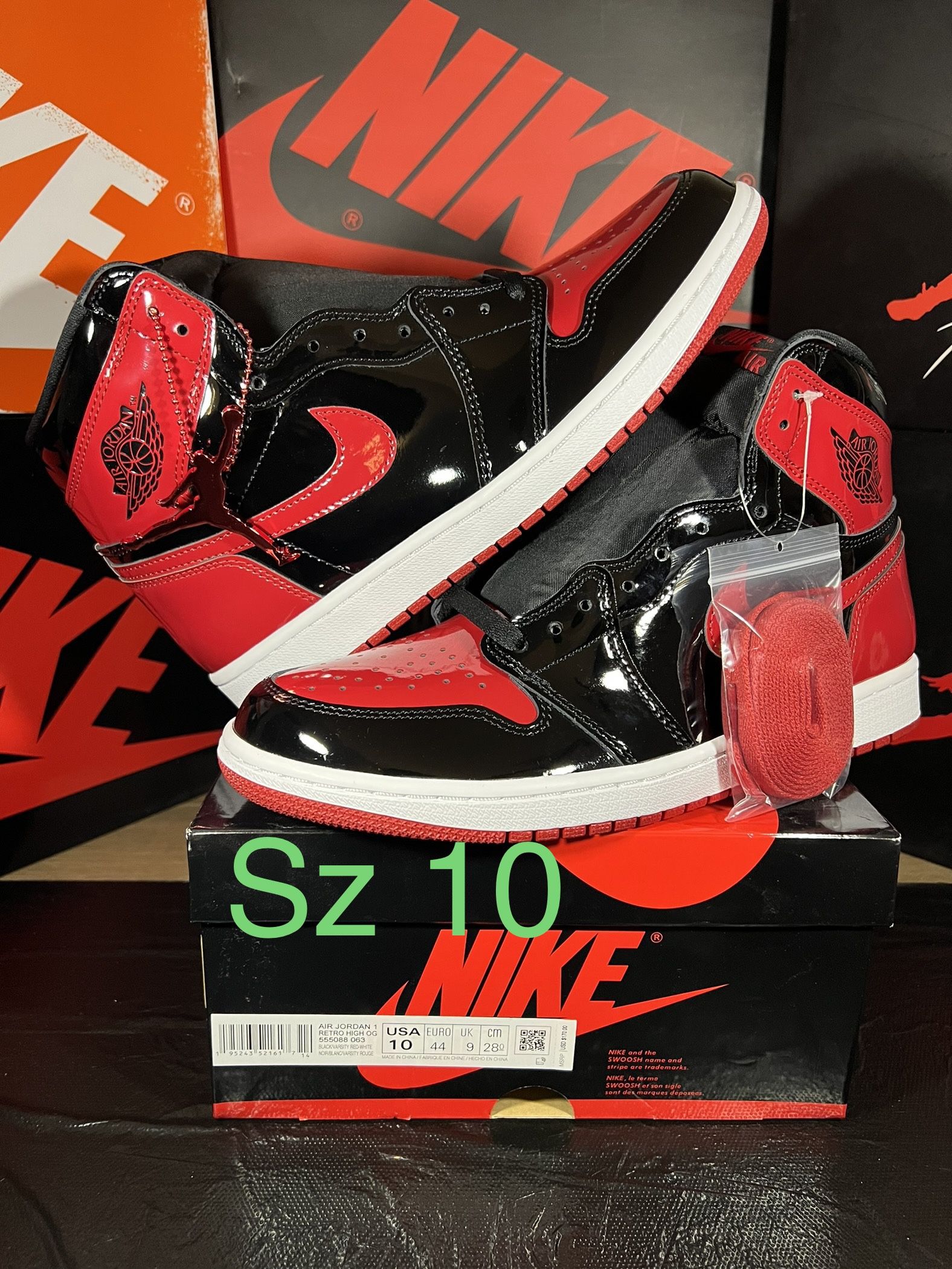 Jordan 1 Bred Patent Size 10 DS New