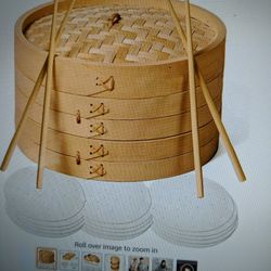 Bamboo Steamer Basket 10 Inch Handmade 2 Tier Dumpling Steamer With Lid N 50 Bamboo Steamer Liners N 2 Chopsticks