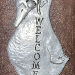 Vintage Mother Goose Welcome wall hook 7" X 4" Cast Aluminum