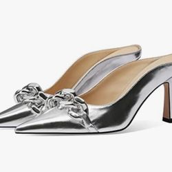 JiaBinji Chain Embellished  Stiletto Mules 