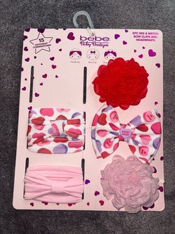 5 Piece Bow Clips and Headwraps Set
