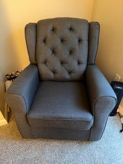 Gray Tufted Nursery Glider / Rocking Chair – Excellent Condition