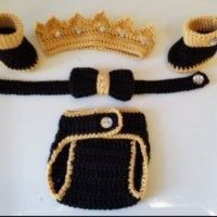 Crochet Baby Boy Prince Diaper Cover Outfit Photo Prop 