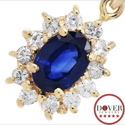 Natural Sapphire & Diamond 14K Gold Pendant