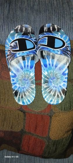 Champion Sandals Men Size 14M Blue Black Tie Dye, $20