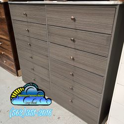 New Grey 12 Drawer Jumbo Dresser Fully Assembled- Tocador Gris Grande 