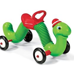 Radio Flyer Inchworm Ride-On Toy Green Caterpillar with Red Handle & Hat