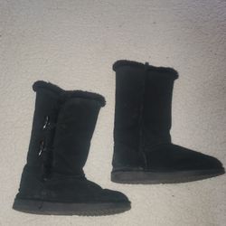 Black Suede Leather Boots Size 8
