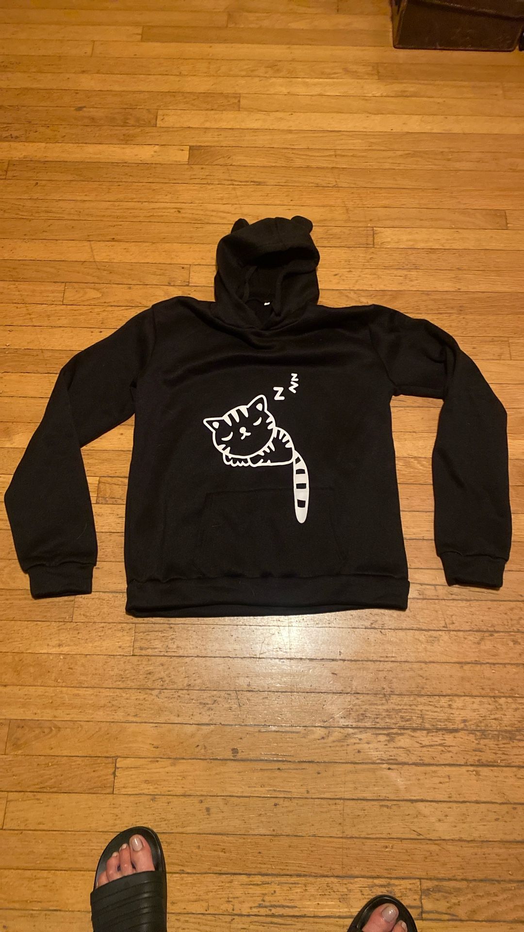 Womens Sleeping Cat Hoodie With Ears Size Medium
