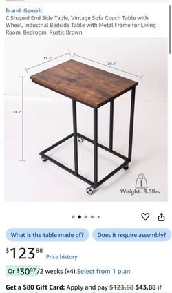 Sale Vintage c shape end table