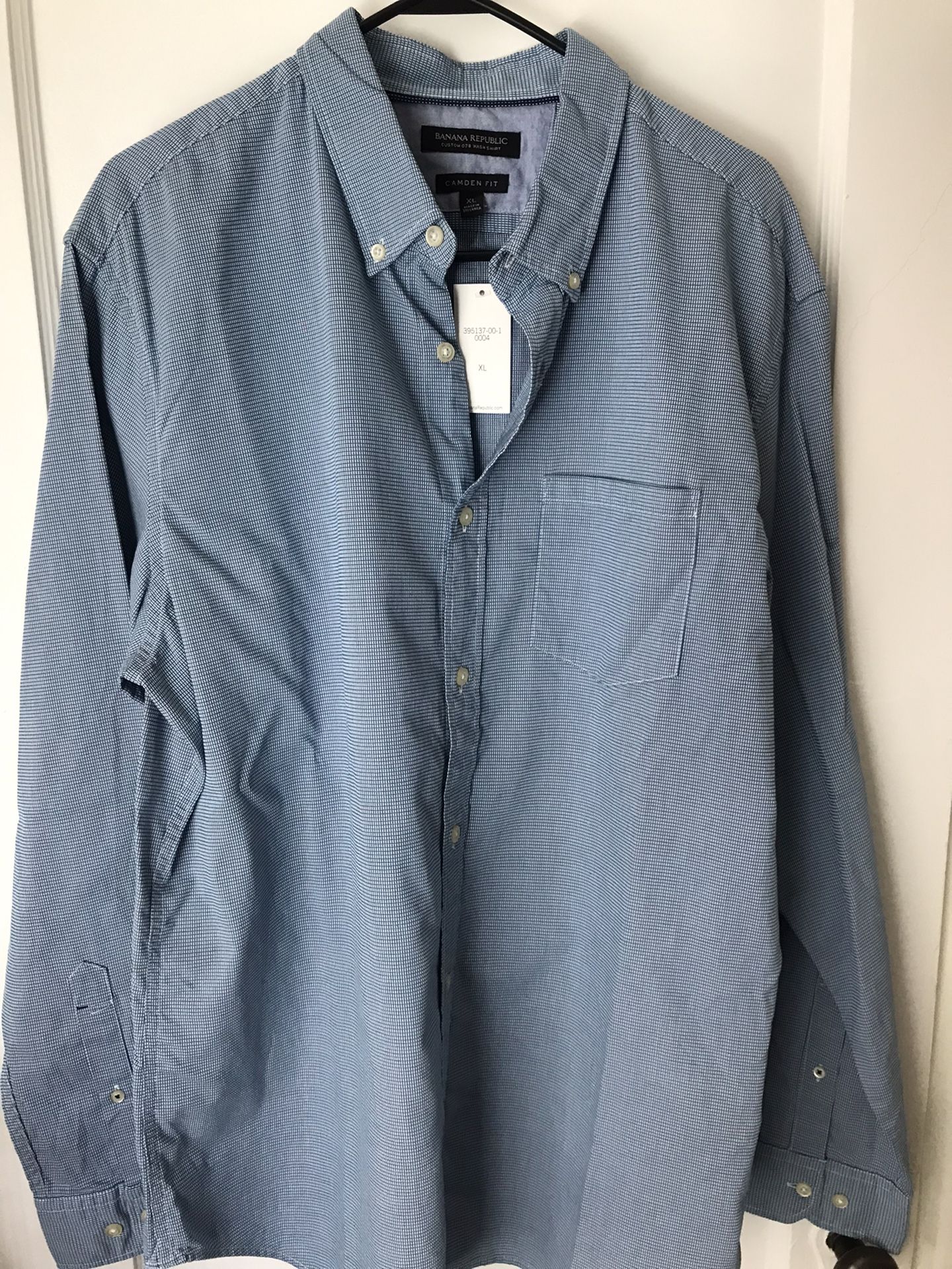 banana republic camden fit dress shirt Banana Republic Cotton Chambray Camden Fit Button Down Shirt Mens Large Blue