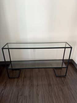 52" Glass & Black Metal Console / Entryway Table - 2 Tier