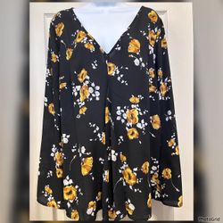 TORRID • Yellow and Black Georgette Blouse (1X)