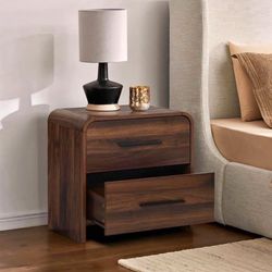 Enzo Modern Wood Storage End Table with 2-Drawers,Walnut