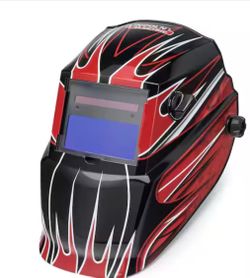 Auto-Darkening Welding Helmet with Variable Shade Lens No. 7-13 (1.73 x 3.82 in. Viewing Area), Red Fierce Design