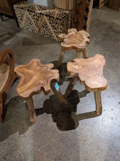 Handcrafted teak wood accent tables ($85 each!)