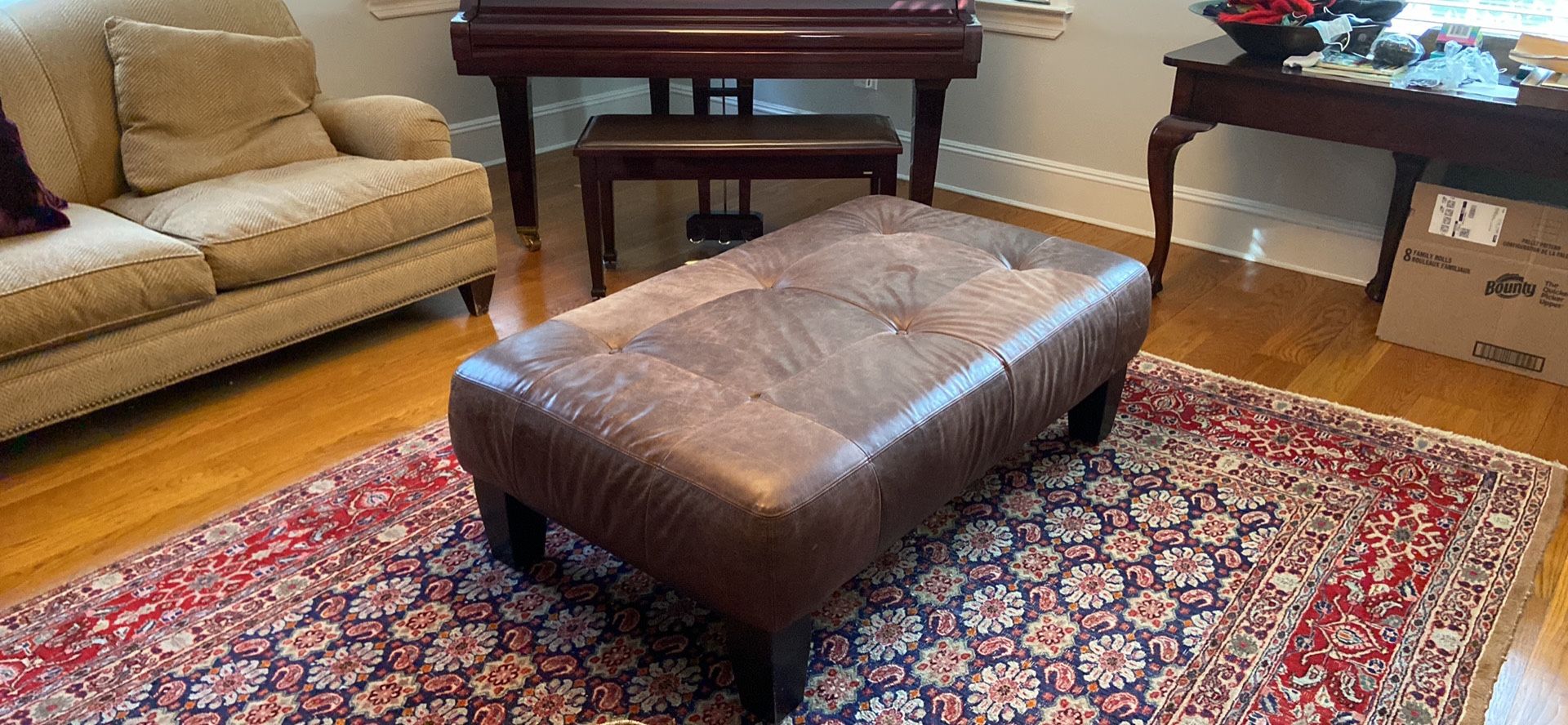 Pottery Barn Leather Ottoman