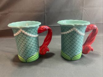 DISNEY PARKS ARIEL LITTLE MERMAID SIGNATURE 3D EMBOSSED COFFEE MUG CUP