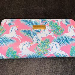 Women’s Simply Southern Pink With Unicorns and Palm Leaf  Detail Wallet