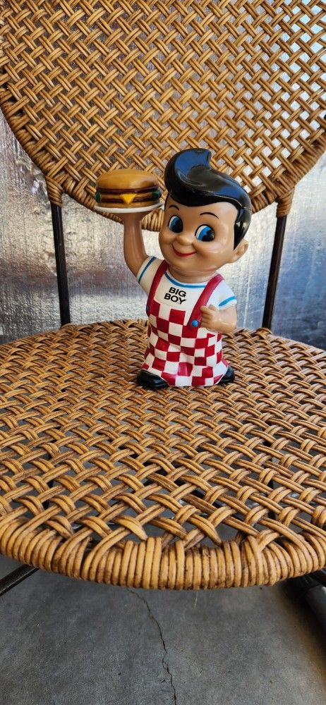 Vintage Big Boy Holding Hamburger Rubber Piggy Bank Collectible