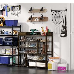 Rack Organizer for Closet Shelf Entryway 6 Tier Bamboo Solid Wood