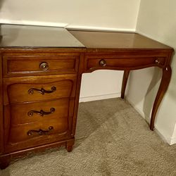 French Provincial Solid Cherry Writing Desk Vanity Table