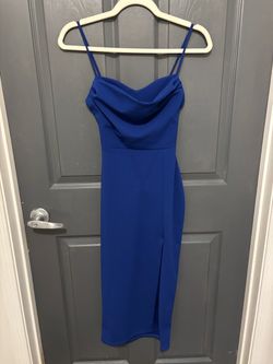 Royal Blue Cowl Neck Midi Dress