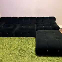 Wide Velvet Modular L Shape Couch