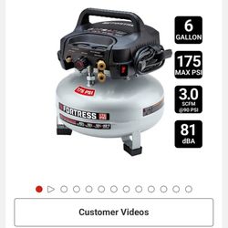 FORTRESS 6 Gallon, 175 PSI High Performance Oil-Free Pancake Jobsite Air Compressor