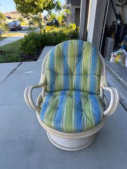 Rattan Swivel Chair and ottoman with Cushions