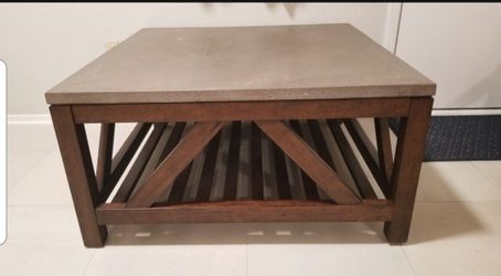 OBO STAR FURNITURE square Coffee Table, Cement And Solid Wood