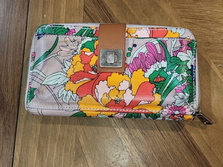 Sakroots Wallet Flower Design Clutch Zip Around / Was Handbag No Strap Boho