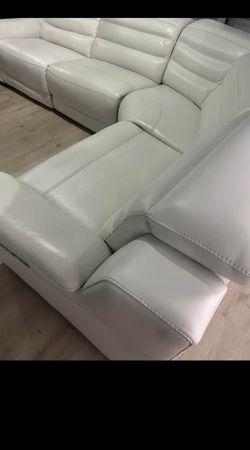 SECTIONAL GENUINE LEATHER RECLINER ELECTRIC WHITE COLOR.. DELIVERY SERVICE AVAILABLE 🚚💥🚚
