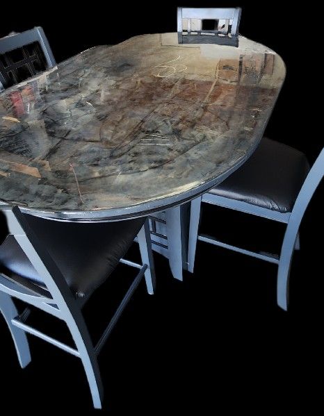 Epoxy Faux Marble Breakfast Table