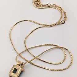 RARE Vintage Christian Dior Navy Blue Crystal Pendant Necklace 
