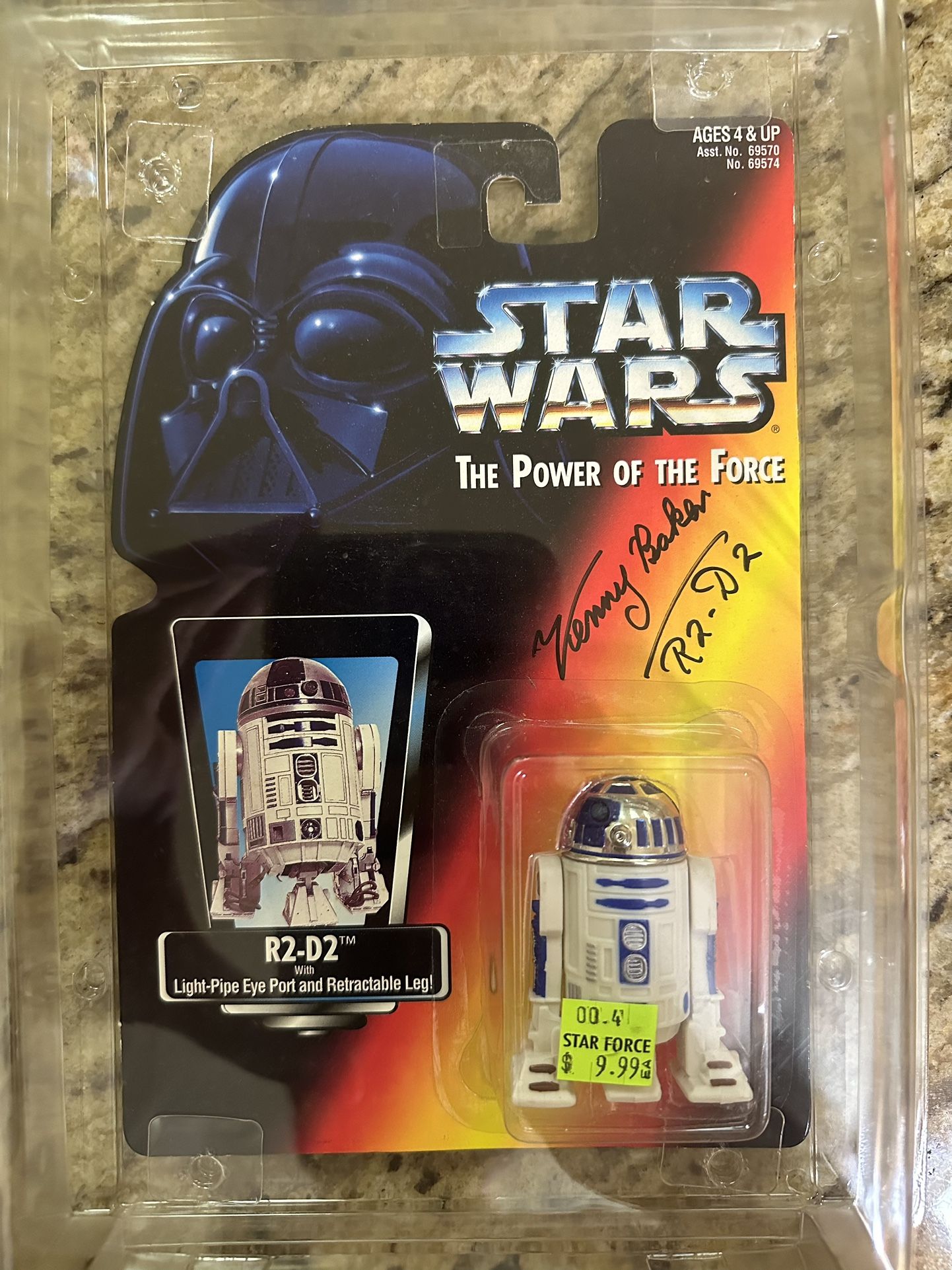 Star Wars Power Of The Force Kenny Baker R2-D2 Signed Figure & Photo!