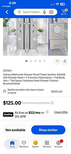 Zamery Bathroom Shower Panel Tower System, Rainfall LED Shower Head + 3-Function Hand Spray + Full Body Jets + Tub Spout, Stainless Steel Shower Colum