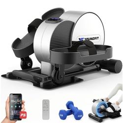 YOUNGFIT Under Desk Elliptical, Ellipse Leg Exerciser While Sitting for Seniors, Electric Seated Pedal Exerciser with Fitness APP, Remote Control, Qui