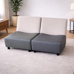 Set of 2 Modern Armless Accent Chairs – Two Tone