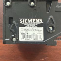 Siemens 2 POLE Type QP 100 Amp Breaker