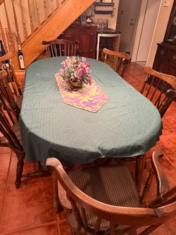 Wood Dining Table and 6 Chairs Set